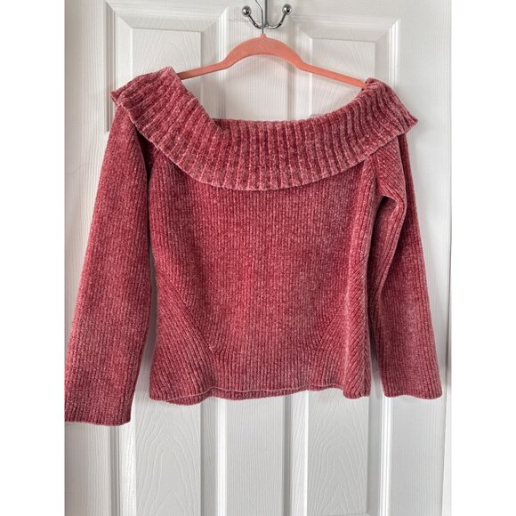 Forever 21 Contemporary Pink Off Shoulder Sweater Y2K Fashion Sz XL - Picture 3 of 5